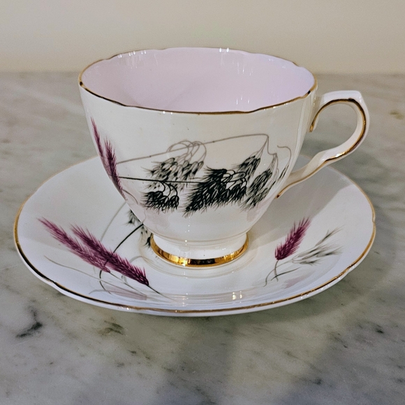 old royal Other - Old Royal Bone China Tea Cup and Saucer Wheat Gray Purple